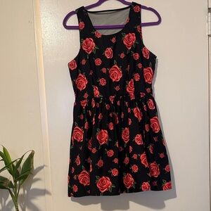 Forever 21 Black Dress with Red Floral Pattern